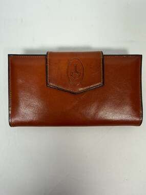 Capri Glove Cowhide Vtg Brown Leather Checkbook Clutch Wallet
